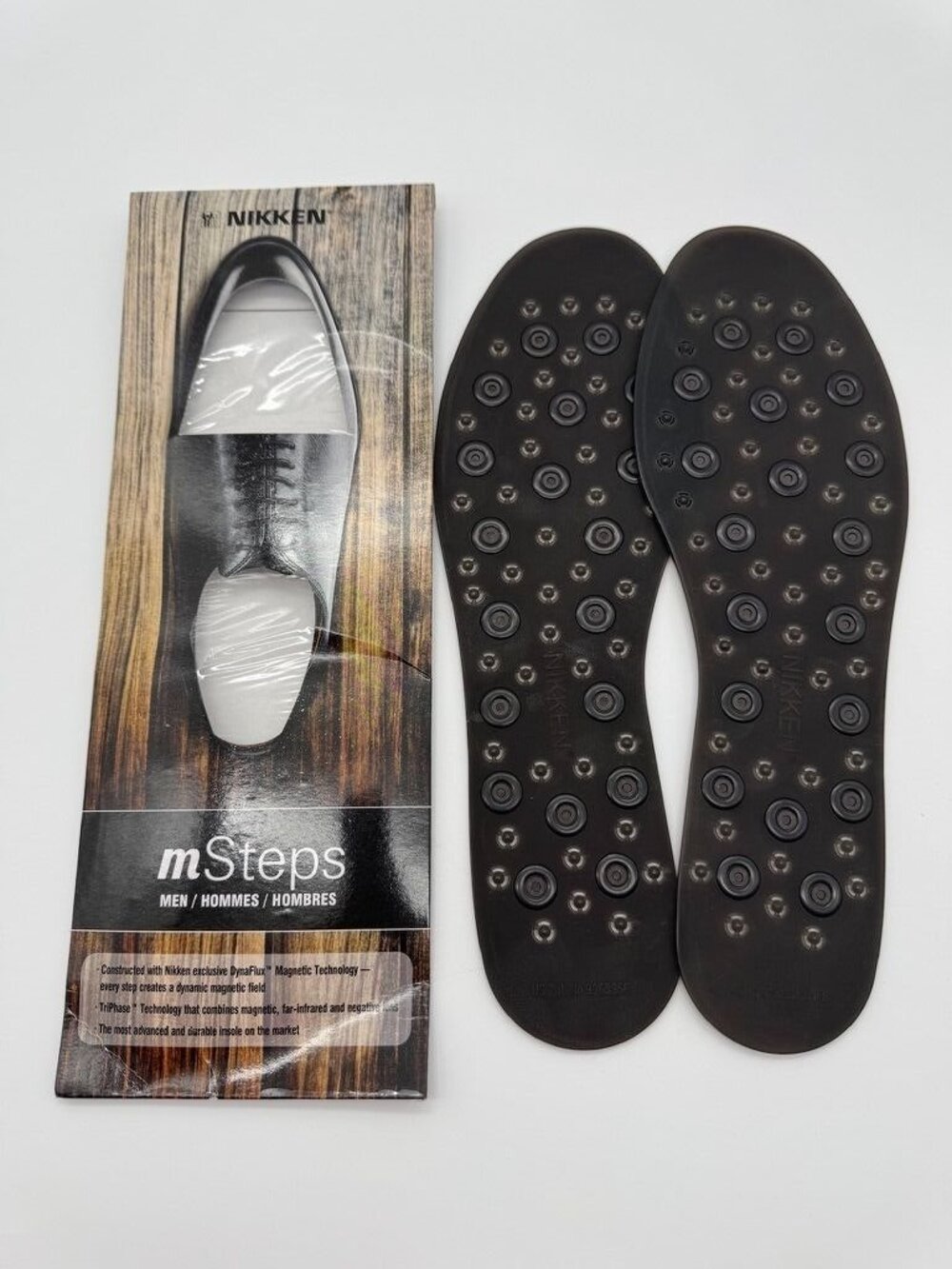 Nikken Kenko mSteps Magnetic Insoles Black 20214 Men's Shoe Size 7-12 New in Pkg